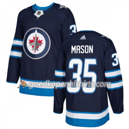 Winnipeg Jets Steve Mason 35 Adidas 2017-2018 Navy Blauw Authentic Shirt - Mannen